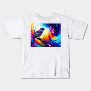 Artistic colourful digital painting of a bird. Kids T-Shirt